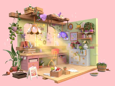 Isometric 3D room flower shop 3d 3d blender 3d design 3d modeling 3d room blender flower shop isometric isometric room