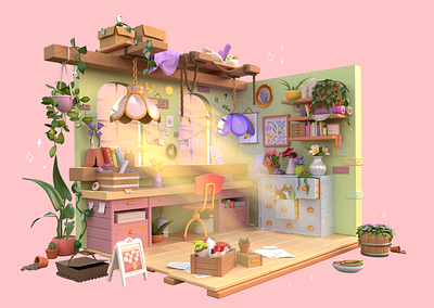 Isometric 3D room flower shop 3d 3d blender 3d design 3d modeling 3d room blender flower shop isometric isometric room