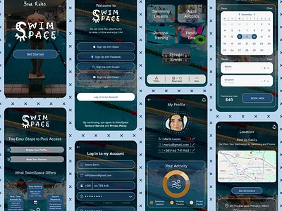 Swimming Pool Mobile App app design graphic design mobile mobileapp swimming pool ui ux web webdesgin