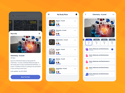Study Plan - Mobile App | Edtech app app designer app ui mobile app mobile app designer mobile platform mobile ui mobile user interface mobile user interface designer mobile ux responsive ui
