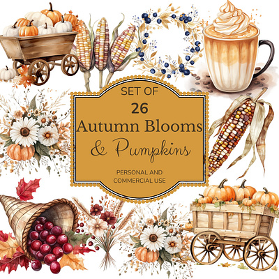 Autumn Blooms & Pumpkins graphic design