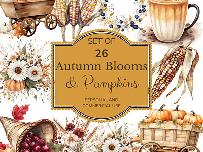 Autumn Blooms & Pumpkins graphic design