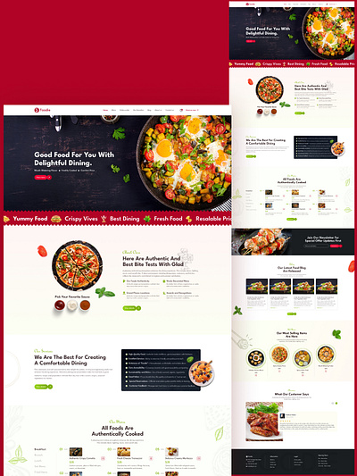 Restaurant Website UI/UX Design agency branding food website green website landing page menu minimal page new ui new website red website restaurant website ui uiux