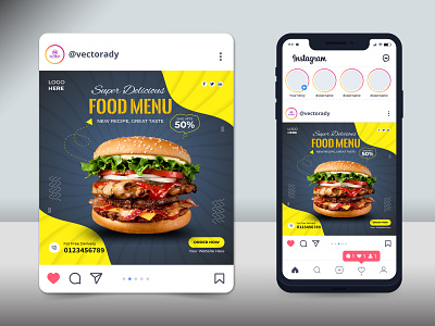 food creative social media post design business corporate creative design food fresh graphic design illustration media menu modern offer social vectorady