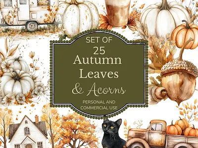 Autumn Leaves & Acorns graphic design