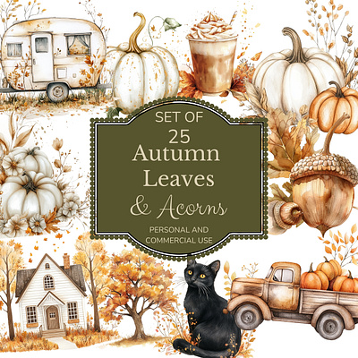 Autumn Leaves & Acorns graphic design