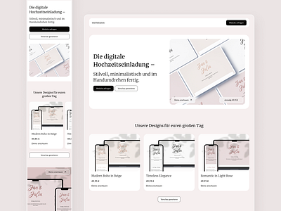 WirHeiraten.site | Weddingwebsite Landingpage design elegant interface landingpage light rose minimal ui design mobile design responsive rose ui ui ux uidesign website wedding wedding website