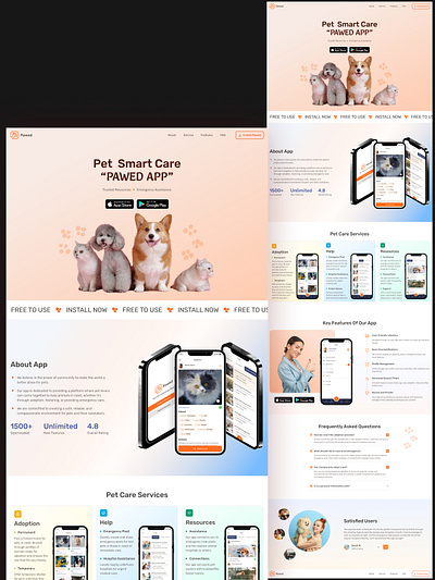 App launching Landing Page UI/UX app design app launching app website dog website landing page minimal design mobile app website new ui pet website