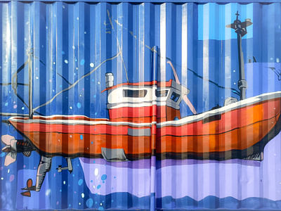 Τρεχαντήρι - Sailing boat greece illustration photoshop street art urban art wall design ελλάδα σχέδιο τοιχογραφία φωτογραφία