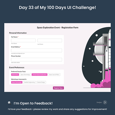 Day 33 - Registration Form For Event ui