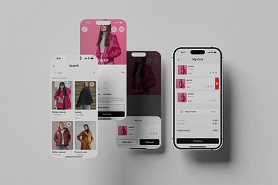 Fashion App UI Design app design inspiration app ui branding cart detail page clean ui e commerce design fashion app fashion ui interaction design minimal design mobile ux my cart product details search shopping app ui ui inspiration ux design