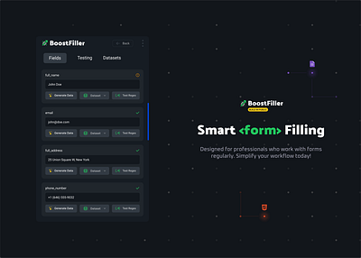 Smart Form Filling ai app cards component dark mode design system development forms input menu minimal modern design product design tabs ui elements ui kit ux web webdesign website