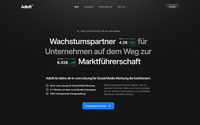 Dark Mode Marketing Agency Hero Design agency dark mode desktop hero landing page marketing ui webdesign