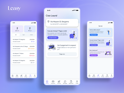 Leasy Tenant App applications chat landlords lease mobile app properties property property managers property managing rent tenant ui ui design ux design