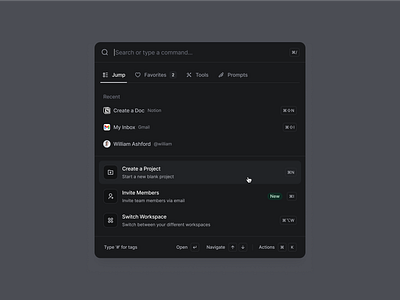 Command Menu Dark Mode command menu design system figma product design ui ux web design