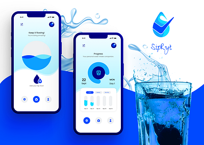 SipRight : Water Intake Tracker App app design minimal mobileapp ui ux