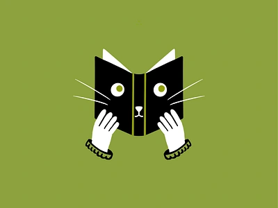 Cat Reading Illustration book cat cat illustration cat logo cat reading graphic design green illustration kitty little library logo procreate read reading spot illustration vector victorian