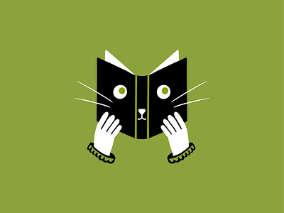 Cat Reading Illustration book cat cat illustration cat logo cat reading graphic design green illustration kitty little library logo procreate read reading spot illustration vector victorian