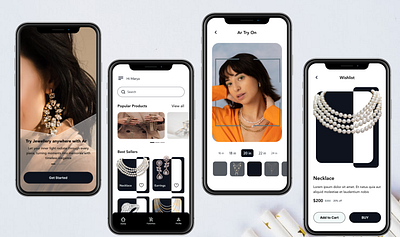 AR jewellery App ai app ar augument reality jewellary minimalistic product design ui ux