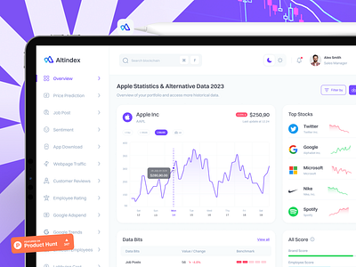 Altindex - Stock Insight Dashboard fintech dashboard fintech saas product design saas saas dashbaord saas webapp stock market stock market website stock trading trading