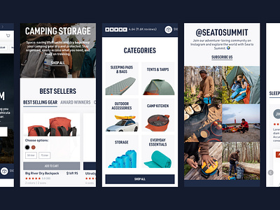 Mobile Homepage Sections ✦ Sea to Summit Redesign design design agency ecommerce mobile design outdoors redesign shopify agency ui