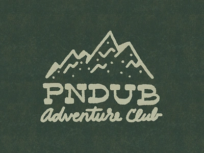 Mountain illustration & lettering for PNDUB Adventure Club adventure branding club green hand drawn hiking illustration lettering lockup logo mountains nature rrdc typography