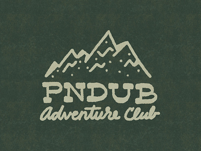 Mountain illustration & lettering for PNDUB Adventure Club adventure branding club green hand drawn hiking illustration lettering lockup logo mountains nature rrdc typography