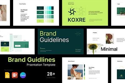 Brand Guidelines Presentation Template aesthetic brand board brand guidelines brand presentation branding canva template color palette feminine google slides template graphic design identity kit identity mockup logo marketing strategy powerpoint template presentation template visual identity visual style guide