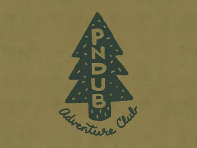 Tree illustration & lettering for PNDUB Adventure Club adventure branding club evergreen forest green hand drawn hiking illustration lettering lockup logo nature rrdc tree typography
