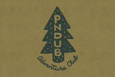 Tree illustration & lettering for PNDUB Adventure Club adventure branding club evergreen forest green hand drawn hiking illustration lettering lockup logo nature rrdc tree typography