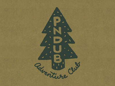 Tree illustration & lettering for PNDUB Adventure Club adventure branding club evergreen forest green hand drawn hiking illustration lettering lockup logo nature rrdc tree typography