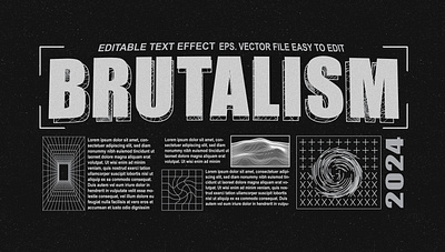 Text effect brutalism trend flyer graphic design poster street text effece