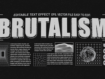 Text effect brutalism trend flyer graphic design poster street text effece