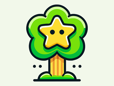 Star Tree ⭐ app branding bush design graphic design green illustration logo nature plant sapling shrub star star tree tree ui vector yellow