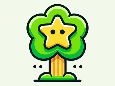 Star Tree ⭐ app branding bush design graphic design green illustration logo nature plant sapling shrub star star tree tree ui vector yellow