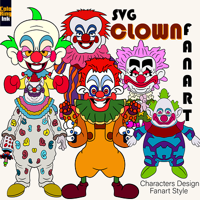 SVG Clown Project Fanart Bundle characters design clown coloring book t shirt design