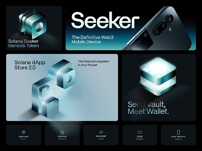 Solana Seeker 3d animation branding crypto finance fintech icons illustration logo motion graphics product design seeker solana tech web design web3 website