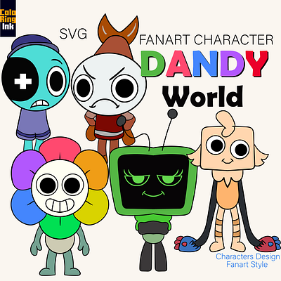 SVG Dandy world Project Fanart Bundle coloring book graphic design t shirt character