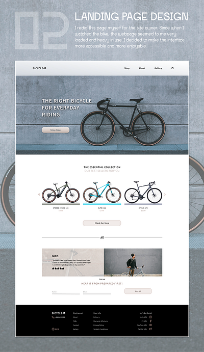 Bicycle Shop Redesign branding design graphic design illustration landing page logo photo typography ui ux vector website