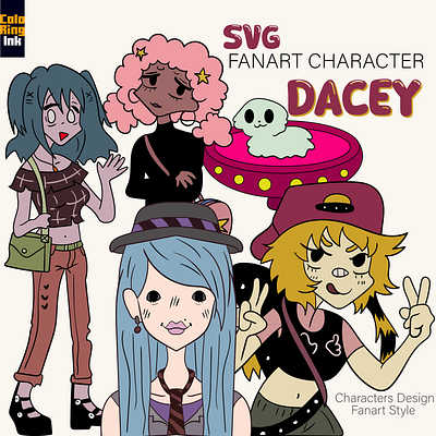 Dacey Project Bundle character design coloring book t shirt design