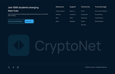 Clean Footer 🧼 app appdesign bitcoin blue branding crypto dailyui design education ethereum figma footer illustration ios landingpage lightblue logo ui ux website