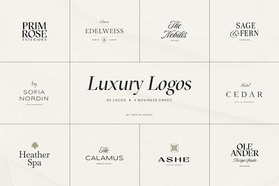 LUXURY Logos & Business Card brand stylist designer logo feminine logo interior styling jewelry logo logo bundle logo concept logo design logo template luxury mockup photographer logo yoga logo