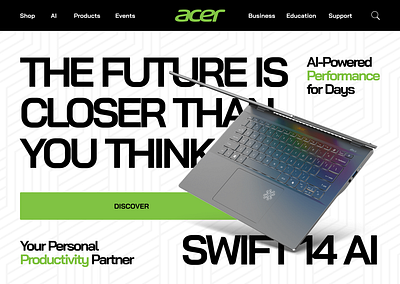 Acer Hero Section Redesign💻 acer hero landing page redesign tech ui ux web design