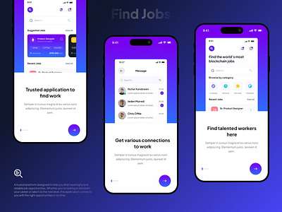 Onboarding for job Portal | Mobile App | UI UX Design employer mobile homepage job jop portal onbarding ui uiux welldux