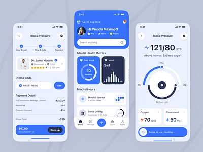 AI-Powered Mental Health App - UI/UX Design ai mental health app design ai mental health interface ai powered health app ai therapy app design calm ui for mental health journaling app uiux meditation app ui mental health app uiux mental health insights ui mental health tracker app mental wellness app ui mental wellness dashboard design mobile mental health app mood tracking app design personalized health app ui self care app design stress relief app design therapy app ux well being app ui wellness mobile app