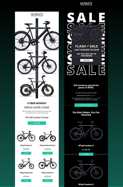 Email Designs for Bicycle Brand newsletter