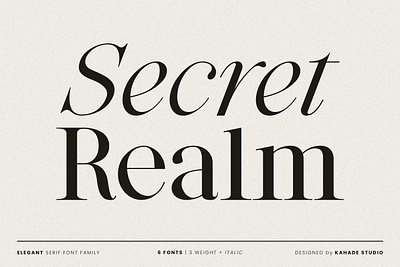 Secret Realm - Elegant Editorial Serif Font Family ligature type typography