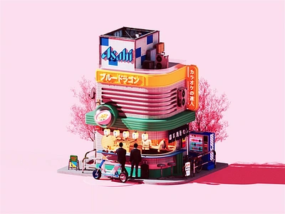 Postcard from Tokyo Part I 3d 3dart animation blender branding c4d cinema4d colors design diorama illustration isometric japan logo motion render set ui