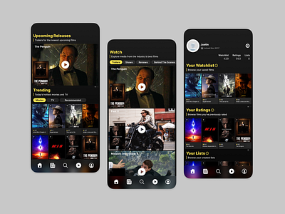 IMDb mobile app app branding figma glassmorphism graphic design imdb interface mobile modern ui ux