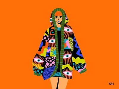 🍁👁️Autumn Cardigan Illustration🍂✨ artwork character design colorful digital illustration digitalart graphic design illustration illustrator pattern pattern design seamless pattern surface pattern textile design